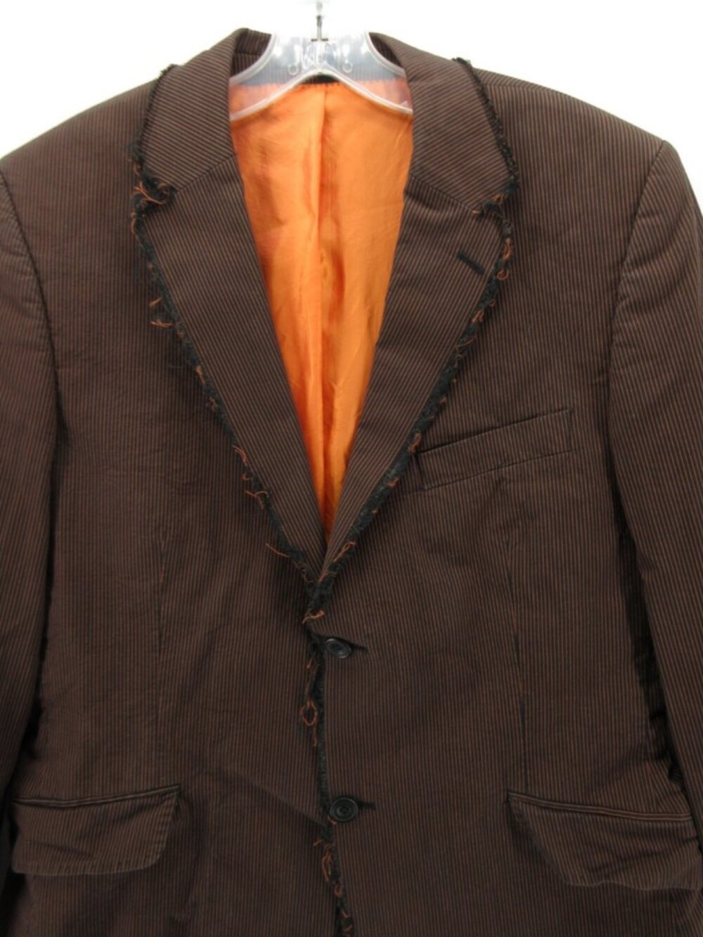Ben Sherman Sport Coat 42 Blazer Striped Jacket Fringe Orange Lining - Picture 2 of 11